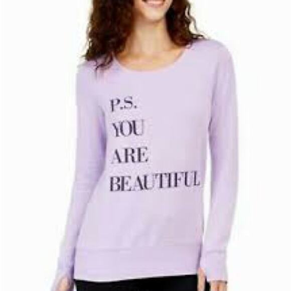 NWT Ideology P.S. YOU ARE BEAUTIFUL Pullover Purple Meadow size medium M B7 - Picture 1 of 5